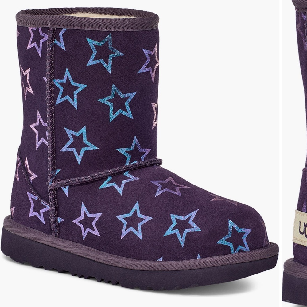 UGG Kids Boots with Star Pattern - Black and Silver toddler girl size 10